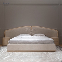 EKAR Lit King-Size moderne et minimaliste PM01B10 Lit doux de luxe inspiré du ginkgo avec rangement Style bois MDF pour meubles de chambre à coucher
