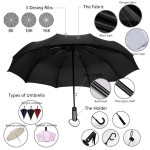 Parapluie automatique pliable avec logo personnalisé à des prix abordables Parapluie UV pliable coupe-vent promotionnel pour la pluie - Product Image 5
