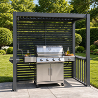 Pergola bioclimatique motorisée en aluminium pour cuisine extérieure, imperméable, ventilée, avec toit à lames orientables, pour barbecue et terrasse