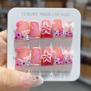 141 150 fatti a mano anatra sulle unghie 10 pezzi riutilizzabili in acrilico unghie finte modello quadrato artificiale - Product Image 4