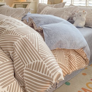 A-Class mère bébé Grade doux pour la peau <span class=keywords><strong>ensemble</strong></span> <span class=keywords><strong>de</strong></span> quatre pièces pur coton brossé drap <span class=keywords><strong>de</strong></span> lit lavé housse <span class=keywords><strong>de</strong></span> couette artisans locaux faits à la main - Product Image 3
