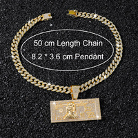 Pendentif en or plaqué 18 carats avec symbole du dollar, serti de CZ, bijoux hip-hop pour hommes et femmes, tendance unisexe, cadeau de fête