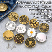 Botones Personalizados para Jeans, Diseño de Accesorios, Metal Dorado, Aleación de Zinc, Chapado, Redondos, Logotipo de Marca Personalizado, Botón para Mezclilla