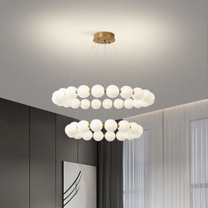 Lámpara de araña colgante de anillo moderno con <span class=keywords><strong>luz</strong></span> nueva, lámpara LED, colgante de bola blanca, iluminación interior - Product Image 1
