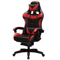 Chaise de gaming pivotante pour la maison et les cybercafés, avec revêtement en similicuir, réglable en hauteur, idéale pour le bureau, modèle transfrontalier