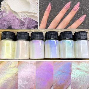 Pigmento Brilhante para Unhas Metálico Aurora Luar Branco Claro Pérola Pó de Unha Cromado - Product Image 2