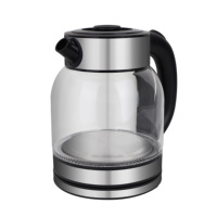 Bouilloire Électrique en Acier Inoxydable et Verre 1,8 L, 1500 W, Double Protection, Arrêt Automatique, Noire, pour Usage Domestique - Vente en Gros, Offre Spéciale