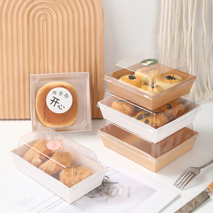 Cajas de postres Cajas cuadradas de charcutería con tapas de plástico transparente Caja de papel Kraft para tarta de queso Sándwich <span class=keywords><strong>Hamburguesas</strong></span> Pan <span class=keywords><strong>Donuts</strong></span> - Product Image 1