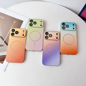 Étui de téléphone magnétique en cuir PU dégradé tendance pour iPhone 17 13 14 15 16 Pro Max 17 Air avec film protecteur d'objectif HD et coque rigide - Product Image 2