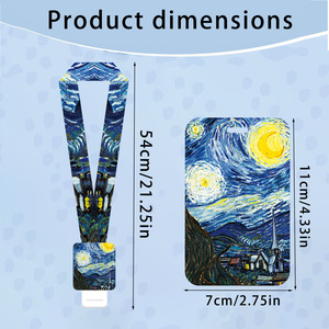 In-stock flower retractable buckle lanyard, night sky starry sky student card <b>holder</b>, work <b>ID</b> card protector, meal card, water - Product Image 2