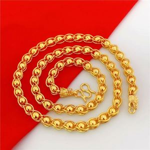 Collana da uomo placcata <span class=keywords><strong>in</strong></span> oro alluvionale simulato del Vietnam, stile Dubai, con fibbia a M e motivo Daikin, per protezione. - Product Image 2