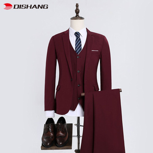 Costume de cérémonie trois pièces pour homme, couleur unie, coupe ajustée, décontracté, veste, pantalon, smoking de mariage à col en V, simple boutonnage, respirant - Product Image 5