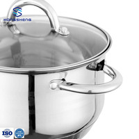 Batterie de cuisine jumbo en acier inoxydable d'usine OEM casserole avec couvercle en verre