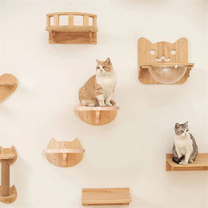 Étagère <span class=keywords><strong>hamac</strong></span> pour chat en bois, griffoir mural gravé, perchoirs d'escalade pour chat, griffoir multifonction, ensembles de meubles pour chat, pont, échelle - Product Image 1