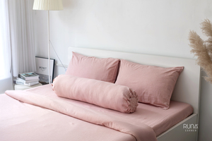 Taie d'oreiller rose pâle 100 % coton pur, technologie Stone-Washed, tissu de qualité supérieure, doux et absorbant l'humidité - Product Image 6