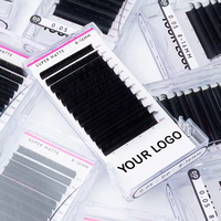 Extensions de cils en vison doux volume velours 0,15 mm faites à la main, logo personnalisé, noir mat, cachemire BC/DD/CD, plateau de cils moelleux