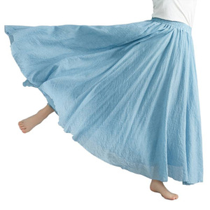 <span class=keywords><strong>Jupe</strong></span> longue ethnique unie décontractée d'été en polyester anti-plis taille élastique grande taille style Mori Girl 40 couleurs 131 - Product Image 5