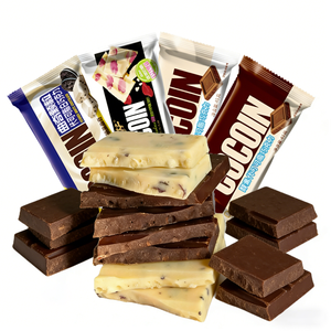 Chocolate Negro con Leche Personalizado al por Mayor, Barras de Chocolate Blanco Halal con Rosa, 45g, Chocolate Puro Crujiente con Sabores Mixtos - Product Image 1
