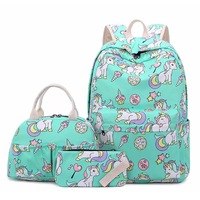 Ensemble de sac à dos licorne pour filles enfants adolescents sac d'école sac à dos de voyage avec déjeuner sac fourre-tout porte-crayon sac à main sac 3 en 1 ensemble