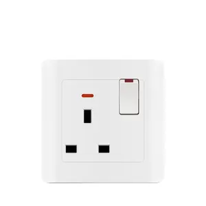 Prospect UK precio de fábrica estándar OEM ODM panel blanco 1 Gang 13a interruptor de pared eléctrico y enchufes