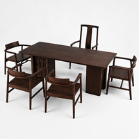 Ensemble de table à thé en noyer noir avec chaise à dossier haut et chaises d'appoint, style moderne minimaliste, fournisseur en gros