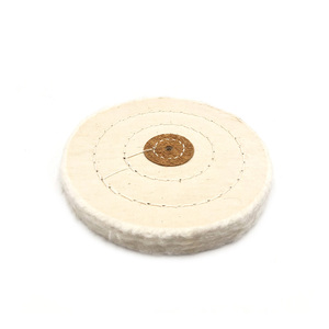 Roue <span class=keywords><strong>de</strong></span> polissage en coton blanc et jaune <span class=keywords><strong>de</strong></span> taille personnalisée pour le bois, le métal, le laiton, l'aluminium, le bronze et la pierre - Product Image 4