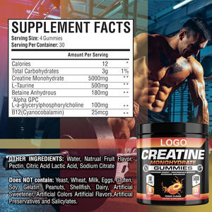 Vente en gros OEM Private Label Solilan Suppléments énergétiques pré-entraînement 5000mg Créatine Monohydrate Gummy Alpha GPC Vitamine Adultes - Product Image 6
