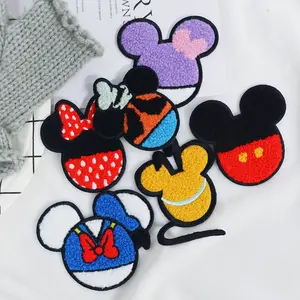 Low MOQ Custom Cute Cartoon Mickey Minnie Castle Iron On Chenille Patch