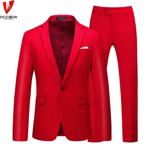 Traje completo para hombre, chaqueta roja para boda, venta al por mayor de fábrica