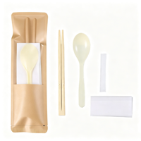 Ensemble de couverts 4-en-1 écologiques de luxe en papier, emballés individuellement (cuillère, baguettes) (100 pièces) pour fêtes et restaurants