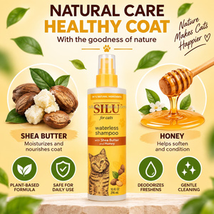 SILU Waterless Cat <strong>Shampoo</strong> Spray No Rinse Pet Grooming Cleaner with Shea Butter Honey Gentle Deodorizing Cat <strong>Shampoo</strong> OEM - Product Image 5