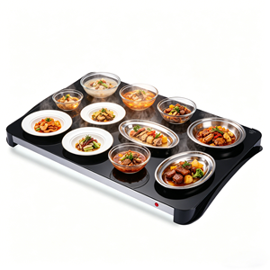 Plato de Comida Comercial para Buffet, con Temperatura Ajustable, Portátil, Superficie de Vidrio Templado, 150°C Constantes - Product Image 4
