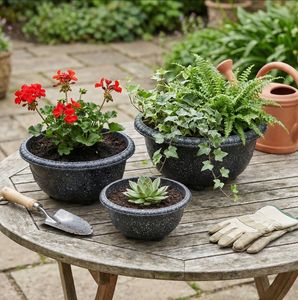 Petit pot de fleurs rond décoratif en plastique pour jardin, durable, pour plantes d'intérieur et d'extérieur, vente en gros - Product Image 5