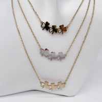 Ensemble de bijoux en acier inoxydable plaqué or 18 carats pour femmes trèfle collier boucles d'oreilles pour anniversaire Zircon fêtes principales cadeaux