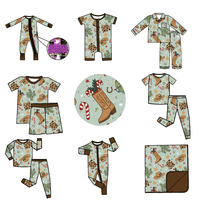 Pyjama personnalisé en viscose de bambou avec fermeture éclair bidirectionnelle, motif de Noël, pour bébés garçons et filles – Vente chaude