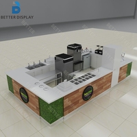 Conception de kiosque de jus de café de centre commercial de luxe Comptoir de présentation des aliments Conception de comptoir de bar durable Kiosque de vente au détail personnalisé à vendre
