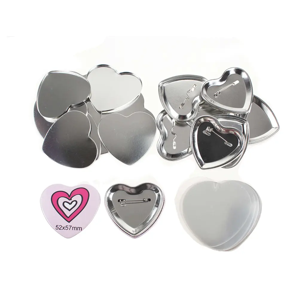 wholesale high quality heart shape DIY metal pin button badge
