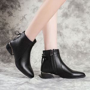 Bottines classiques à plateforme en dentelle pour femmes Maxfree, noires, à fermeture éclair, chaussures d'hiver décontractées avec talon fin et haut - Product Image 4