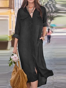 Beliebte lange Jeansröcke, neue Blusenkragen-Freizeitkleider - Product Image 6