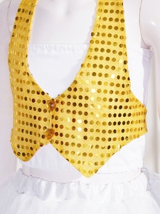 Trajes de baile para niñas, chaleco con purpurina y lazo, falda tutú blanca, conjunto de disfraz para actuaciones para niños de 3 a 12 años - Product Image 3