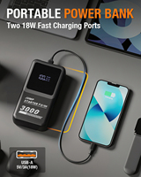 Démarreur de batterie de voiture portable 12V 1700A, chargeur Power Bank 8000mAh, lumière LED, pince intelligente pour moteurs essence 6.5L et diesel 3.5L