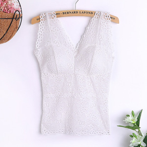 New in Tank Top V-neck Skeleton With Pads Spaghetti Straps All-<b>Match</b> Sexy Lace <b>Long</b> Bra Crochet Vest Inside Wear - Product Image 6