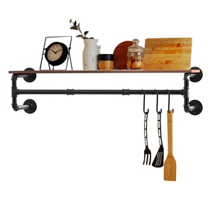 Unho <strong>Wall</strong> <strong>Mounted</strong> <strong>Clothes</strong> <strong>Rail</strong> with Shelf, Industrial Pipe <strong>Clothes</strong> Rack 39.3''Garment Rack <strong>Wall</strong> Hanger for <strong>Clothes</strong> Save Space - Product Image 3