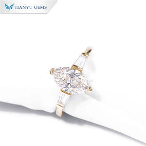 Tianyu Gems Custom Sieraden Geel Goud Drie Stone Ring Lab <span class=keywords><strong>Diamond</strong></span> Marquise Cut Cvd Diamant Ring - Product Image 6