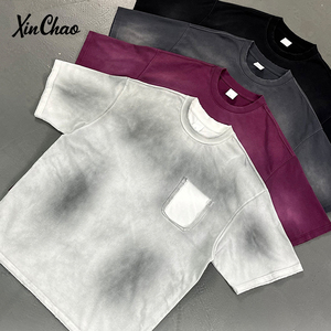 T-shirt en coton vintage uni sur mesure pour homme, coupe ample, délavé à l'acide, imprimé en relief, t-shirt unisexe pour homme - Product Image 3