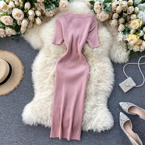 Abito Bodycon Sexy da Donna, <span class=keywords><strong>Vestito</strong></span> Estivo a Vita Alta in <span class=keywords><strong>Maglia</strong></span> <span class=keywords><strong>con</strong></span> <span class=keywords><strong>Bottoni</strong></span>, Stile Retrò Coreano, Nuovo <span class=keywords><strong>Vestito</strong></span> Aderente alla Moda - Product Image 2