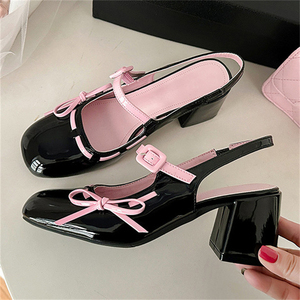 Sandalias de tacón de copa de vino con correa al tobillo y diseño de punta para niñas, estilo champán, nueva moda 2025 para verano - Product Image 3