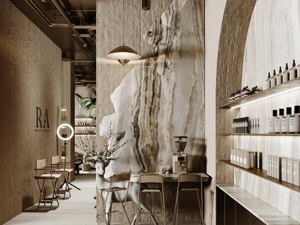 Luxury Organic Modern Nail Salon Display System with Onyx Stone Showcase and Spa Illuminated Wall Shelving - Product Image 3