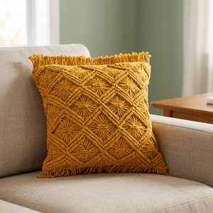 Nouvelle Housse de Coussin Macramé Faite Main Style Bohème à Motifs Floraux, Décorative, Vintage, Portable, Lavable, pour Festival, Différentes Couleurs - Product Image 2