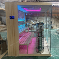 Sauna sec pour 12 personnes avec siège de thérapie au sel, éclairage à capteur d'anneau, sauna et hammam pour l'exercice en salle de sport, spa sain pour le corps, vapeur